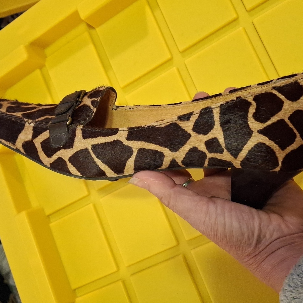 Brown and Black Animal Print Loafers with Metal Buckle - Picture 9 of 9